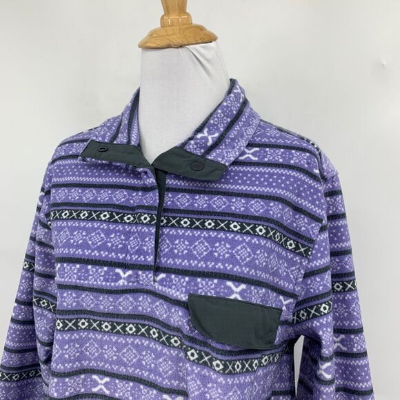 Jachs Sweatshirt Women M Medium Multi Aztec Print Cabin Half Snap Button Fleece - Picture 2 of 12